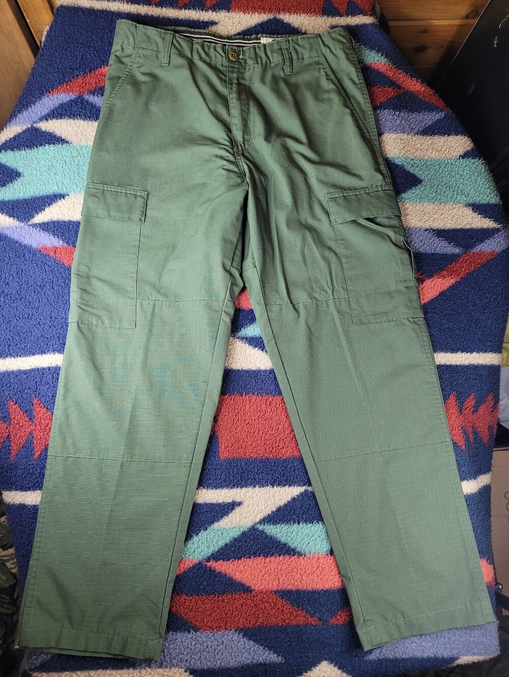 VF Imagewear Cargo Pants Mens 34 x 29 Green Ripstop Adjustable Waist
